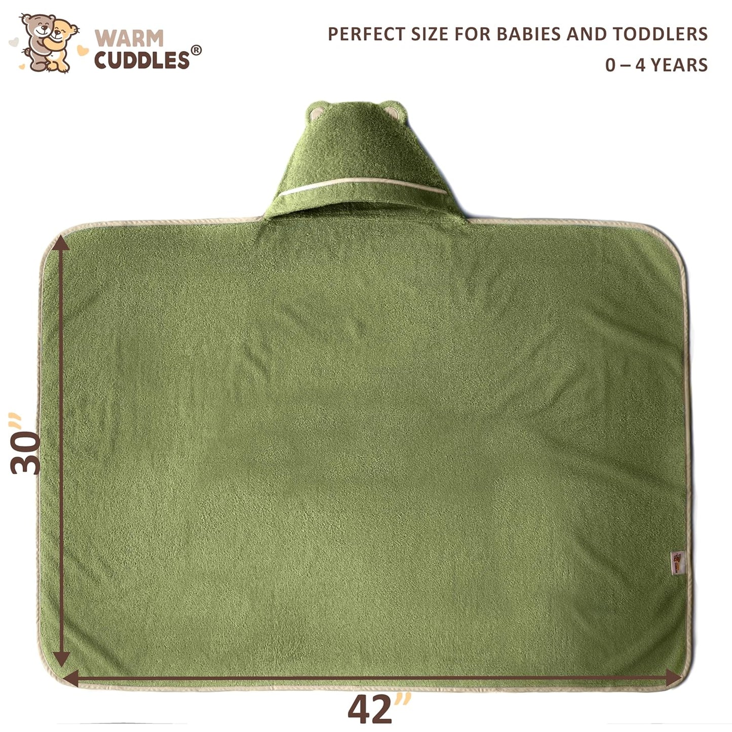 Premium Toddler Towels with Hood - Extra Soft Rayon from Bamboo Toddler Bath Towel (Olive)
