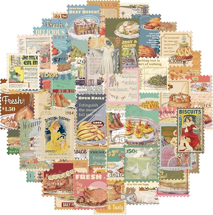 Prstincol 100 Pcs Scrapbooking Stickers, Food Stickers